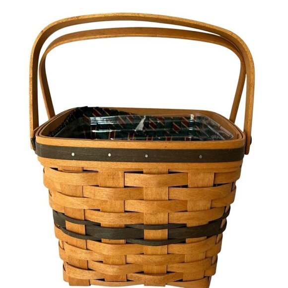 Longaberger 1995 Christmas Collection Cranberry Basket w/ Liner & Insert Holiday - Picture 4 of 16